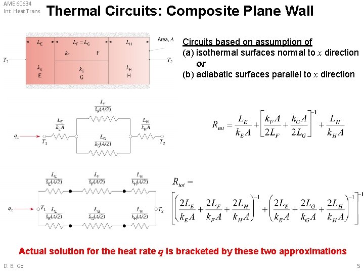 AME 60634 Int. Heat Trans. Thermal Circuits: Composite Plane Wall Circuits based on assumption AME 60634 Int. Heat Trans. Thermal Circuits: Composite Plane Wall Circuits based on assumption