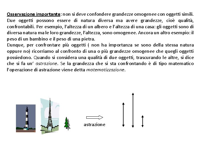  Osservazione importante: non si deve confondere grandezze omogenee con oggetti simili. Due oggetti