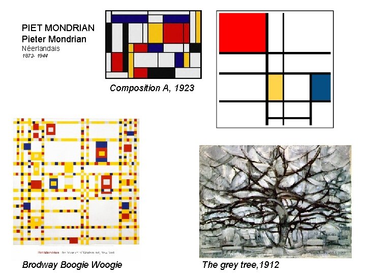 PIET MONDRIAN Pieter Mondrian Néerlandais 1872 - 1944 Composition A, 1923 Brodway Boogie Woogie