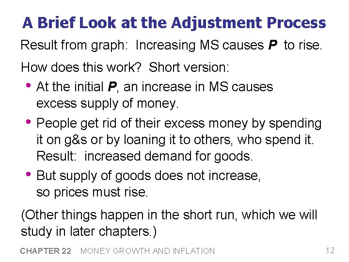 A Brief Look at the Adjustment Process Result from graph: Increasing MS causes P