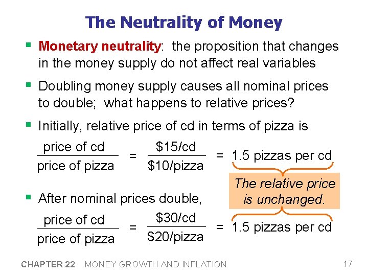 The Neutrality of Money § Monetary neutrality: the proposition that changes in the money