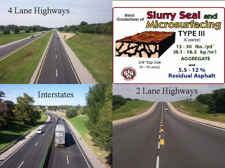 4 Lane Highways Interstates 2 Lane Highways 