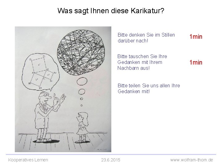 Was sagt Ihnen diese Karikatur? Bitte denken Sie im Stillen darüber nach! 1 min