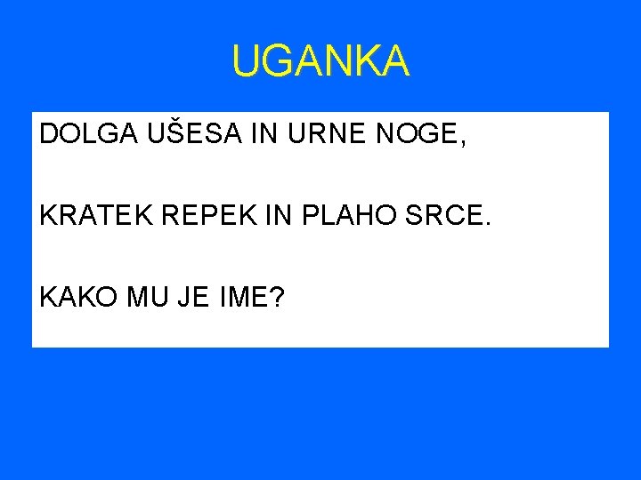 UGANKA DOLGA UŠESA IN URNE NOGE, KRATEK REPEK IN PLAHO SRCE. KAKO MU JE