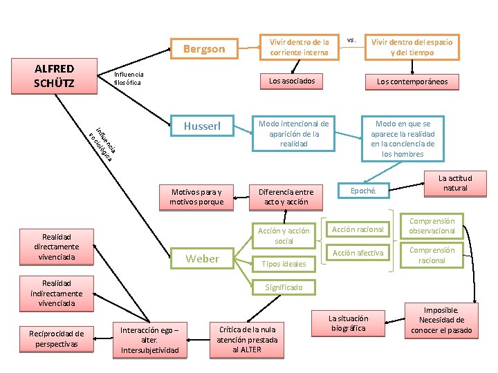 Bergson ALFRED SCHÜTZ Influencia filosófica vs. Los asociados cia a en ic flu óg