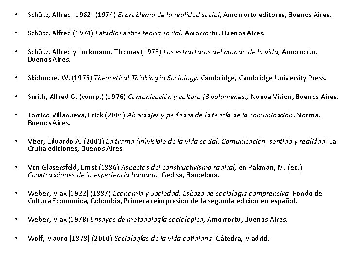  • Schütz, Alfred [1962] (1974) El problema de la realidad social, Amorrortu editores,