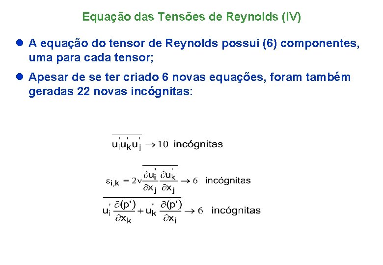 Decomposio de Reynolds Equaes Bsicas dos Termos Mdios