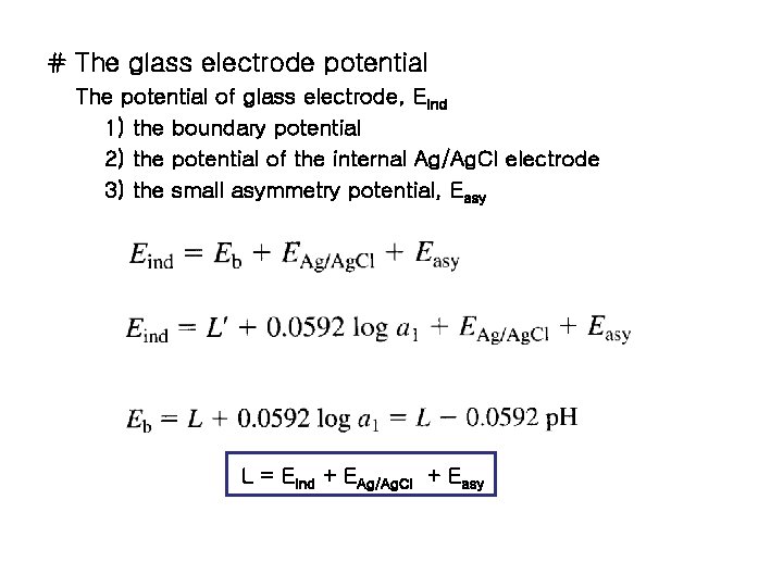 # The glass electrode potential The potential of glass electrode, Eind 1) the boundary