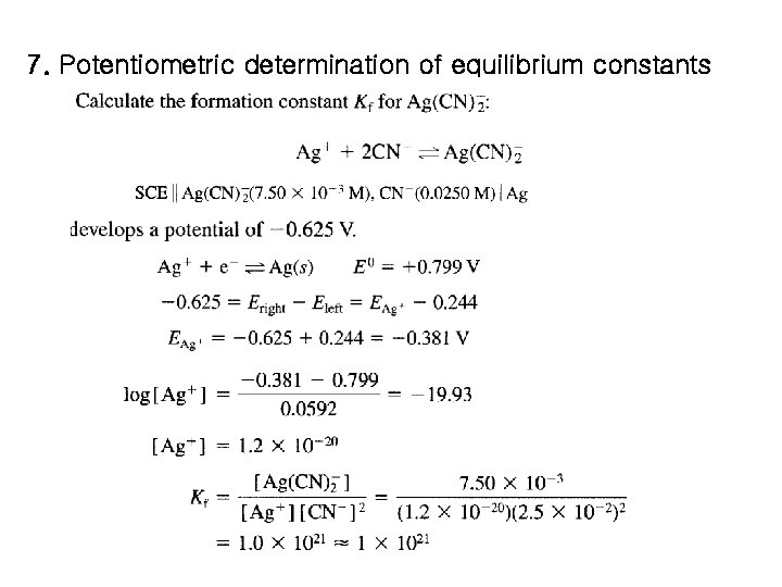 7. Potentiometric determination of equilibrium constants 