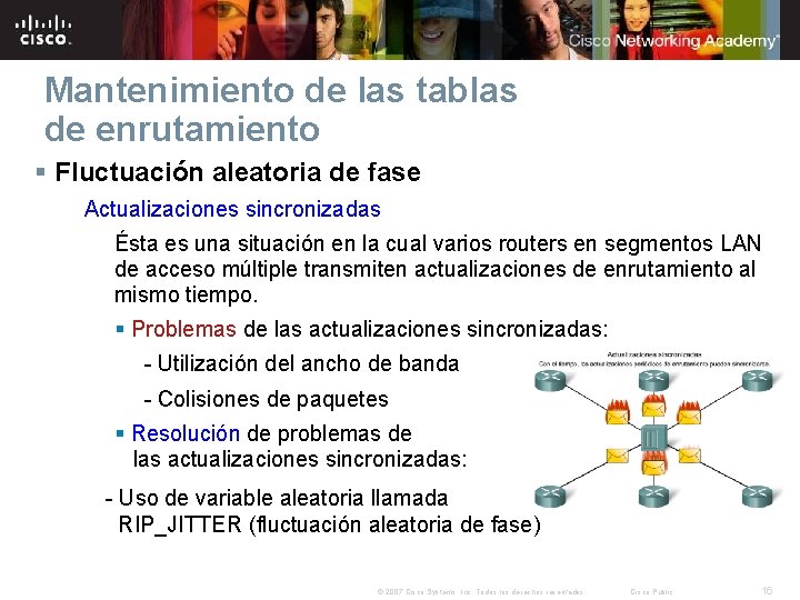 Mantenimiento de las tablas de enrutamiento § Fluctuación aleatoria de fase Actualizaciones sincronizadas Ésta