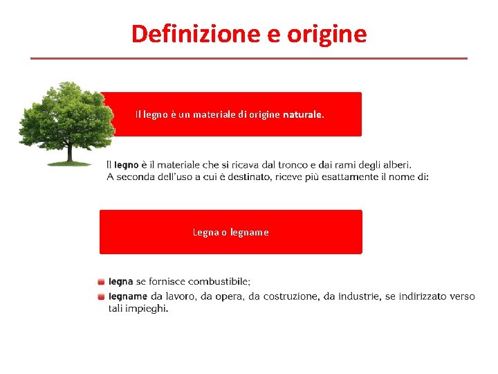Definizione e origine Il legno è un materiale di origine naturale. Legna o legname Definizione e origine Il legno è un materiale di origine naturale. Legna o legname