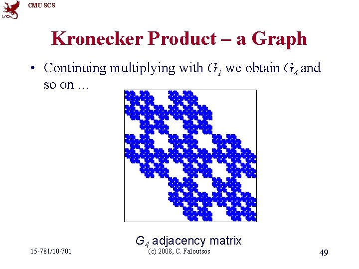 CMU SCS Kronecker Product – a Graph • Continuing multiplying with G 1 we