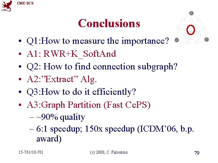 CMU SCS Conclusions • • • Q 1: How to measure the importance? A