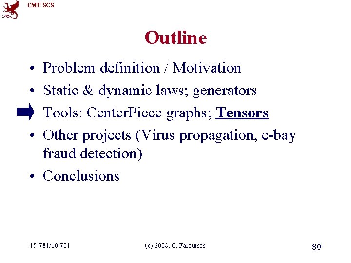 CMU SCS Outline • • Problem definition / Motivation Static & dynamic laws; generators