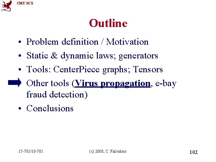 CMU SCS Outline • • Problem definition / Motivation Static & dynamic laws; generators