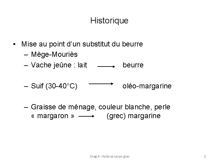 Historique • Mise au point d’un substitut du beurre – Mège-Mouriès – Vache jeûne