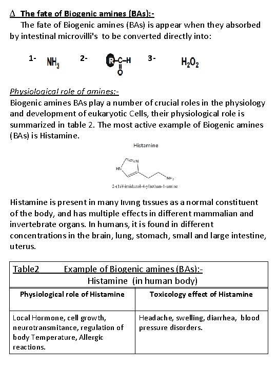 ∆ The fate of Biogenic amines (BAs): The fate of Biogenic amines (BAs) is