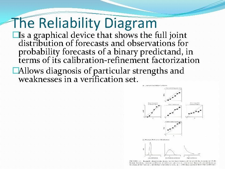 The Reliability Diagram �Is a graphical device that shows the full joint distribution of