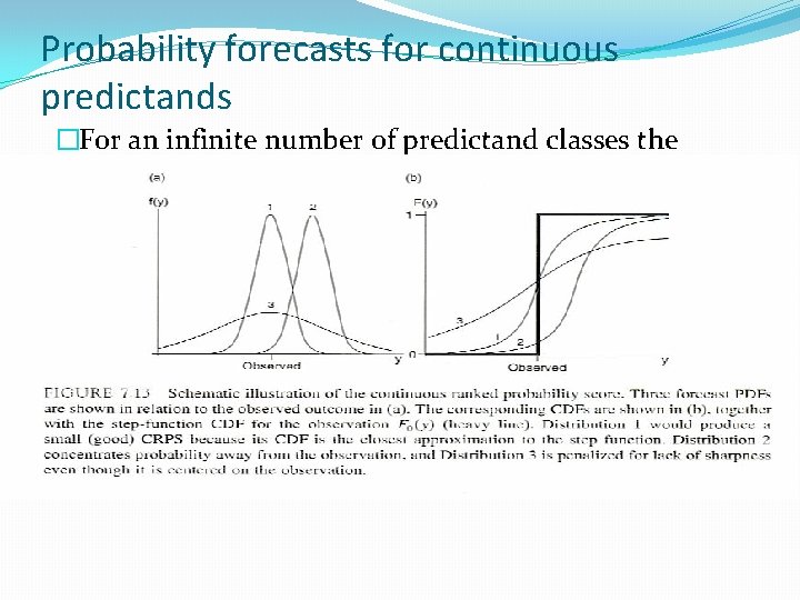 Probability forecasts for continuous predictands �For an infinite number of predictand classes the ranked