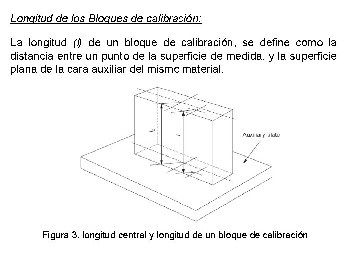 Longitud de los Bloques de calibración: La longitud (l) de un bloque de calibración, Longitud de los Bloques de calibración: La longitud (l) de un bloque de calibración,