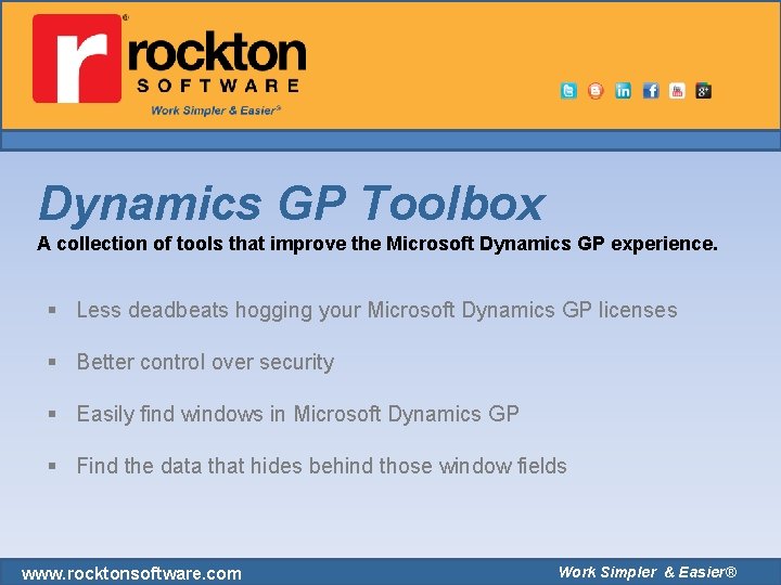 Dynamics GP Toolbox A collection of tools that improve the Microsoft Dynamics GP experience. Dynamics GP Toolbox A collection of tools that improve the Microsoft Dynamics GP experience.