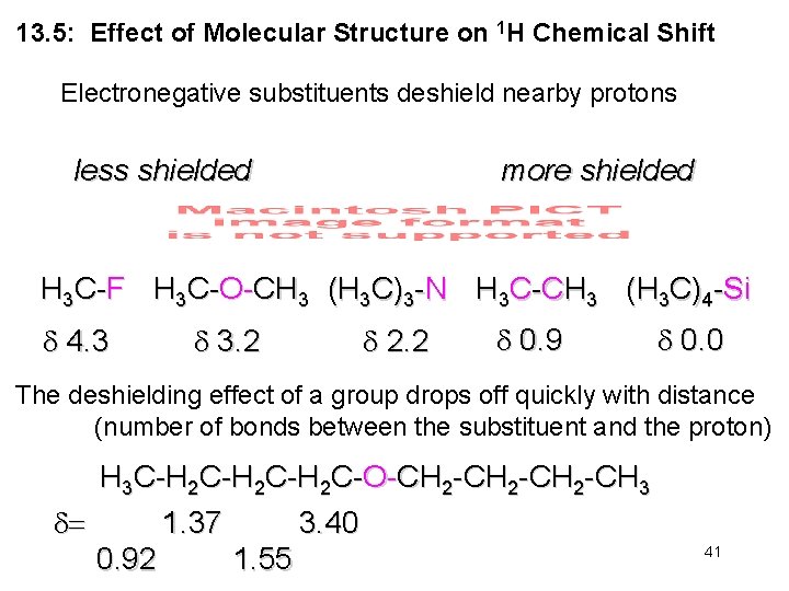 13. 5: Effect of Molecular Structure on 1 H Chemical Shift Electronegative substituents deshield