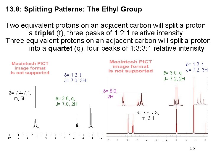 13. 8: Splitting Patterns: The Ethyl Group Two equivalent protons on an adjacent carbon