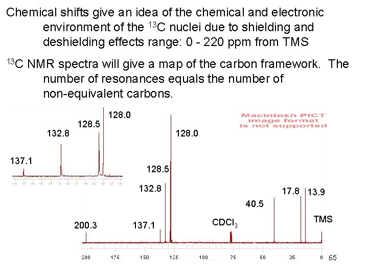 Chemical shifts give an idea of the chemical and electronic environment of the 13
