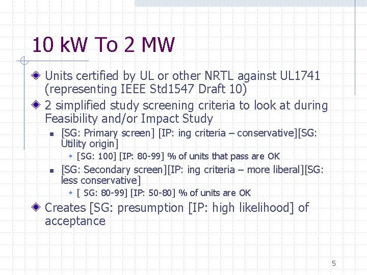 10 k. W To 2 MW Units certified by UL or other NRTL against