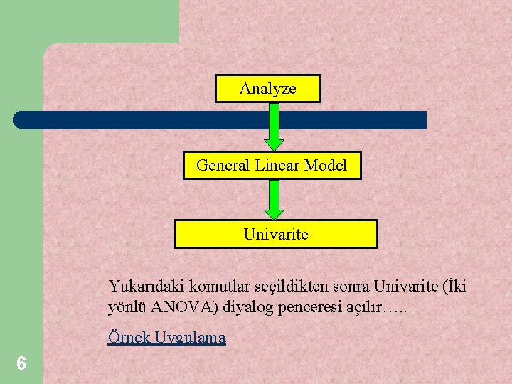 Analyze General Linear Model Univarite Yukarıdaki komutlar seçildikten sonra Univarite (İki yönlü ANOVA) diyalog