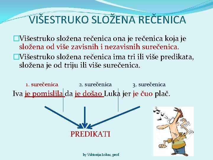 VIŠESTRUKO SLOŽENA REČENICA �Višestruko složena rečenica ona je rečenica koja je složena od više