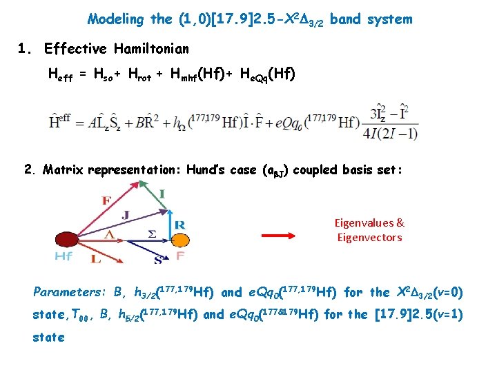 Modeling the (1, 0)[17. 9]2. 5 -X 2 D 3/2 band system 1. Effective