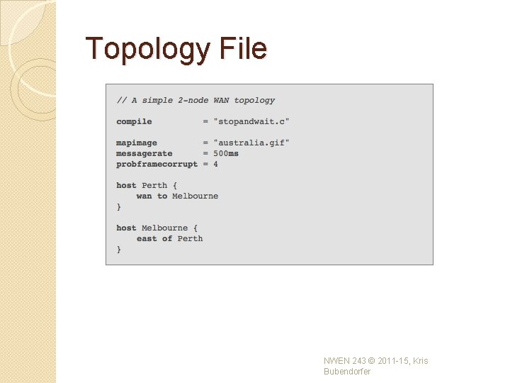 Topology File NWEN 243 © 2011 -15, Kris Bubendorfer Topology File NWEN 243 © 2011 -15, Kris Bubendorfer
