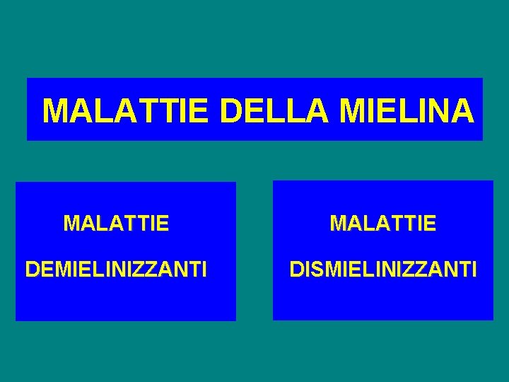 MALATTIE DELLA MIELINA MALATTIE DEMIELINIZZANTI DISMIELINIZZANTI 