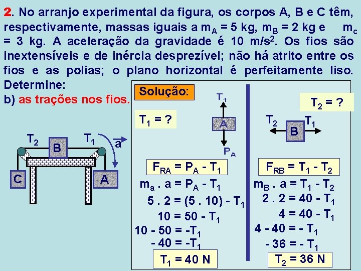 2. No arranjo experimental da figura, os corpos A, B e C têm, respectivamente, 2. No arranjo experimental da figura, os corpos A, B e C têm, respectivamente,