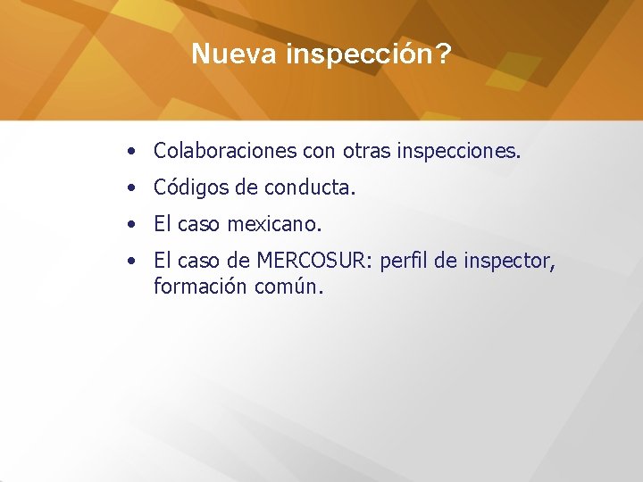 Nueva inspección? • Colaboraciones con otras inspecciones. • Códigos de conducta. • El caso