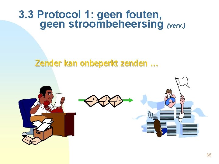 3. 3 Protocol 1: geen fouten, geen stroombeheersing (verv. ) Zender kan onbeperkt zenden.
