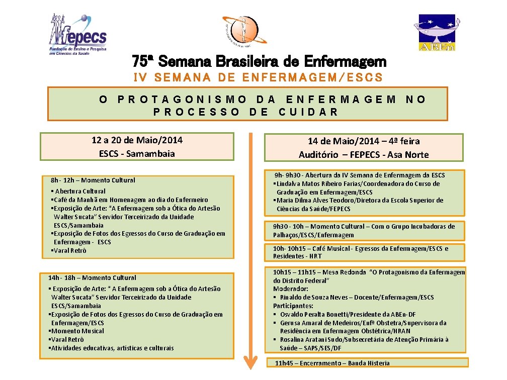 75ª Semana Brasileira de Enfermagem IV SEMANA DE ENFERMAGEM/ESCS O P R O T
