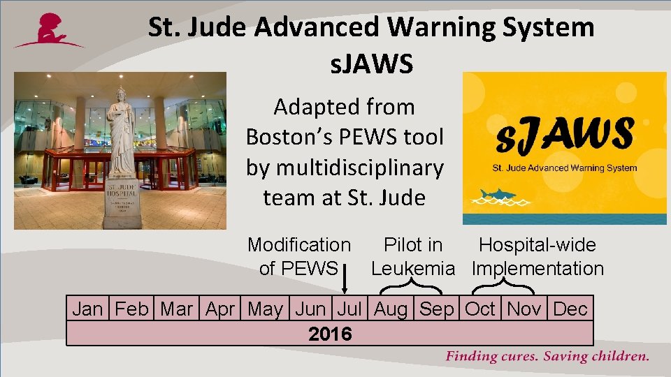 St. Jude Advanced Warning System s. JAWS Adapted from Boston’s PEWS tool by multidisciplinary
