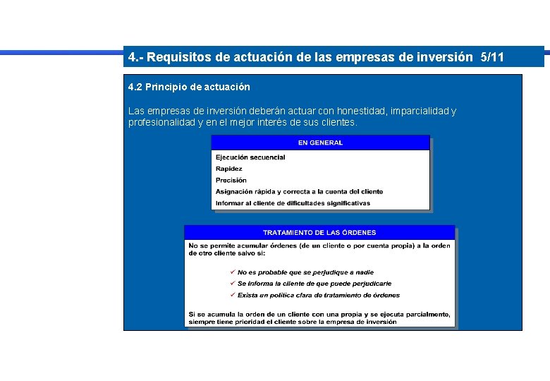 4. - Requisitos de actuación de las empresas de inversión 5/11 4. 2 Principio