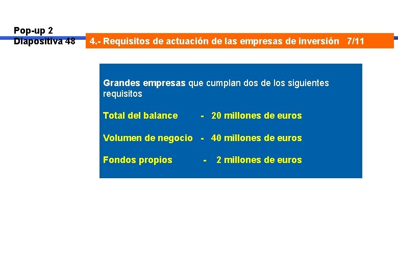 Pop-up 2 Diapositiva 48 4. - Requisitos de actuación de las empresas de inversión