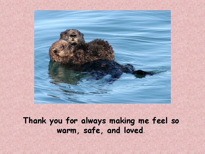 Thank you for always making me feel so warm, safe, and loved. 