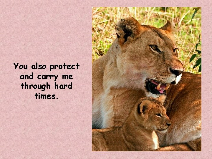 You also protect and carry me through hard times. 