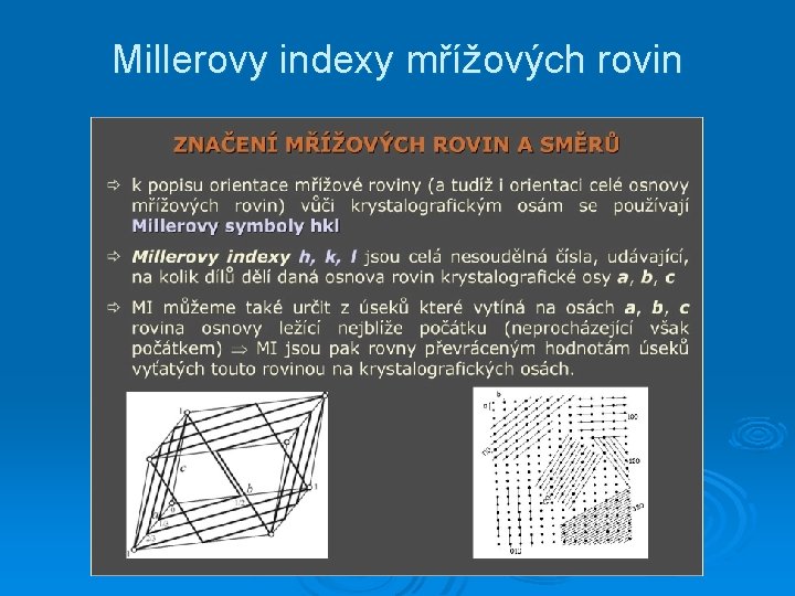 Millerovy indexy mřížových rovin 