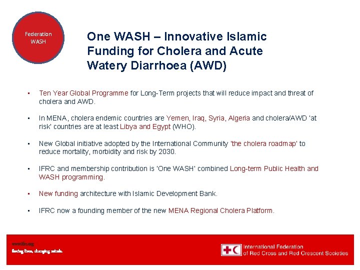 Water and Federation Sanitation in WASH Africa One WASH – Innovative Islamic Funding for