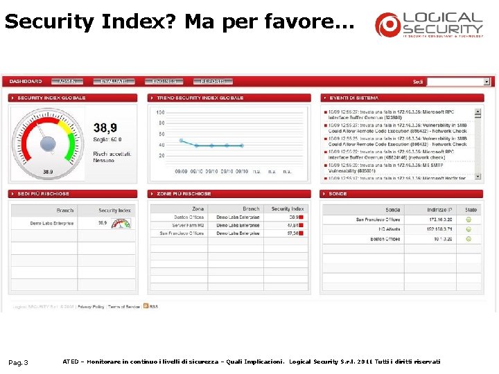 Security Index? Ma per favore… Pag. 3 ATED – Monitorare in continuo i livelli