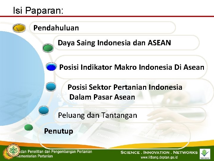 Isi Paparan: Pendahuluan Daya Saing Indonesia dan ASEAN Posisi Indikator Makro Indonesia Di Asean