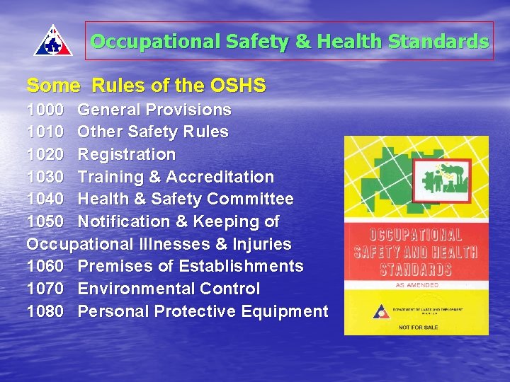 Occupational Safety & Health Standards Some Rules of the OSHS 1000 General Provisions 1010