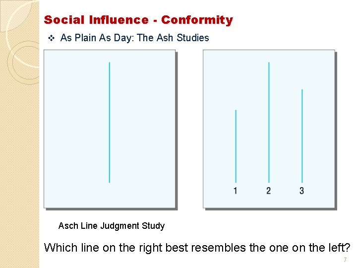 Social Influence - Conformity v As Plain As Day: The Ash Studies Asch Line