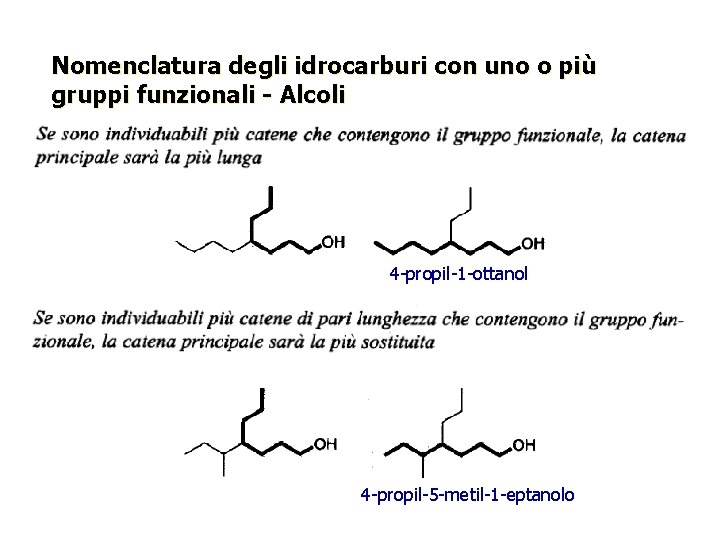 Nomenclatura degli idrocarburi con uno o più gruppi funzionali - Alcoli 4 -propil-1 -ottanol